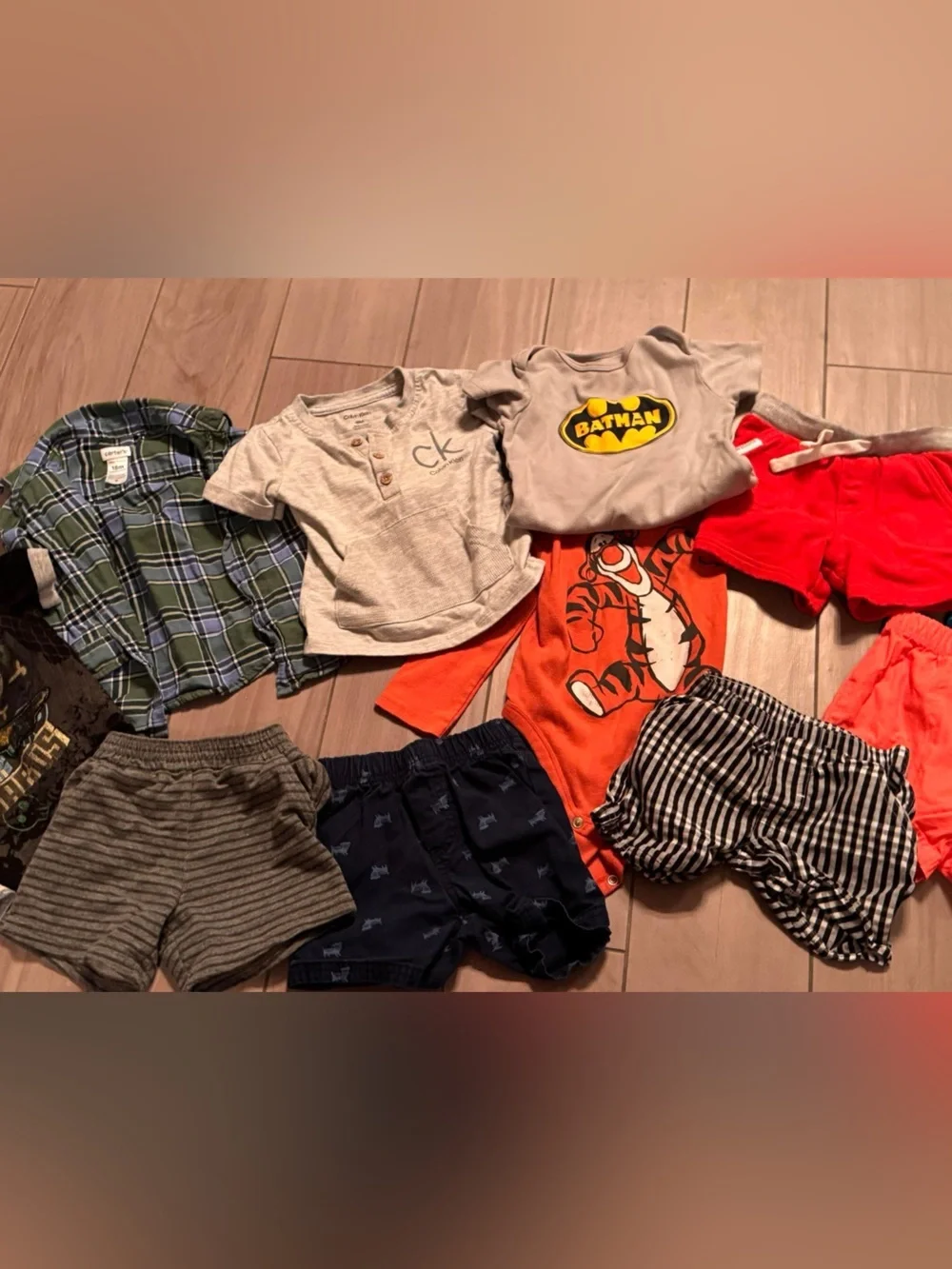 13pc bundle lot 18m 4shirts 5shorts 2onesies 1swim shorts 1pants no stains